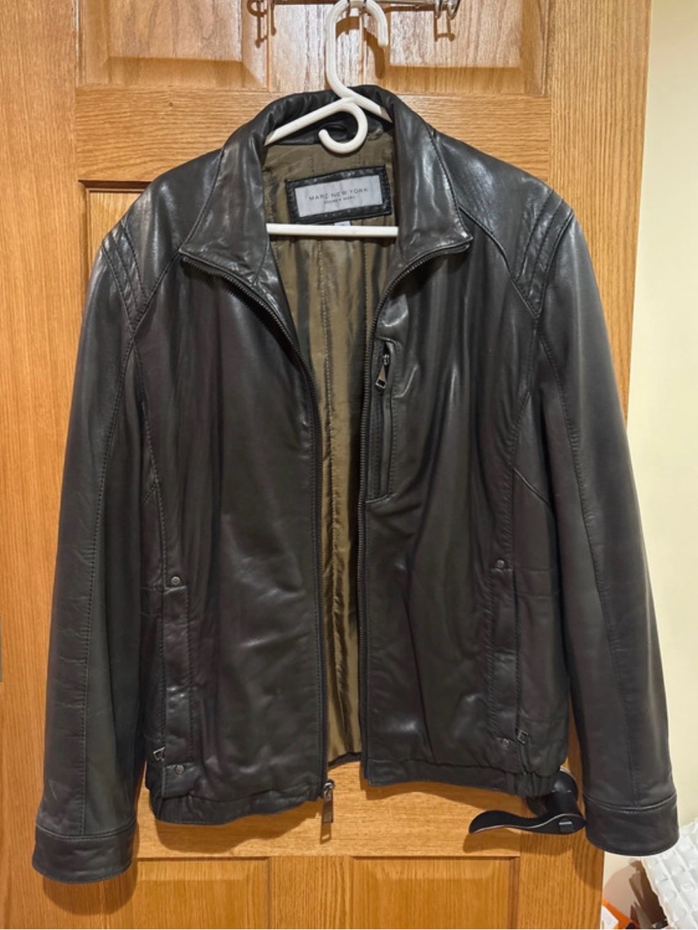 Marc New York Men's Black Bomber Leather Jacket